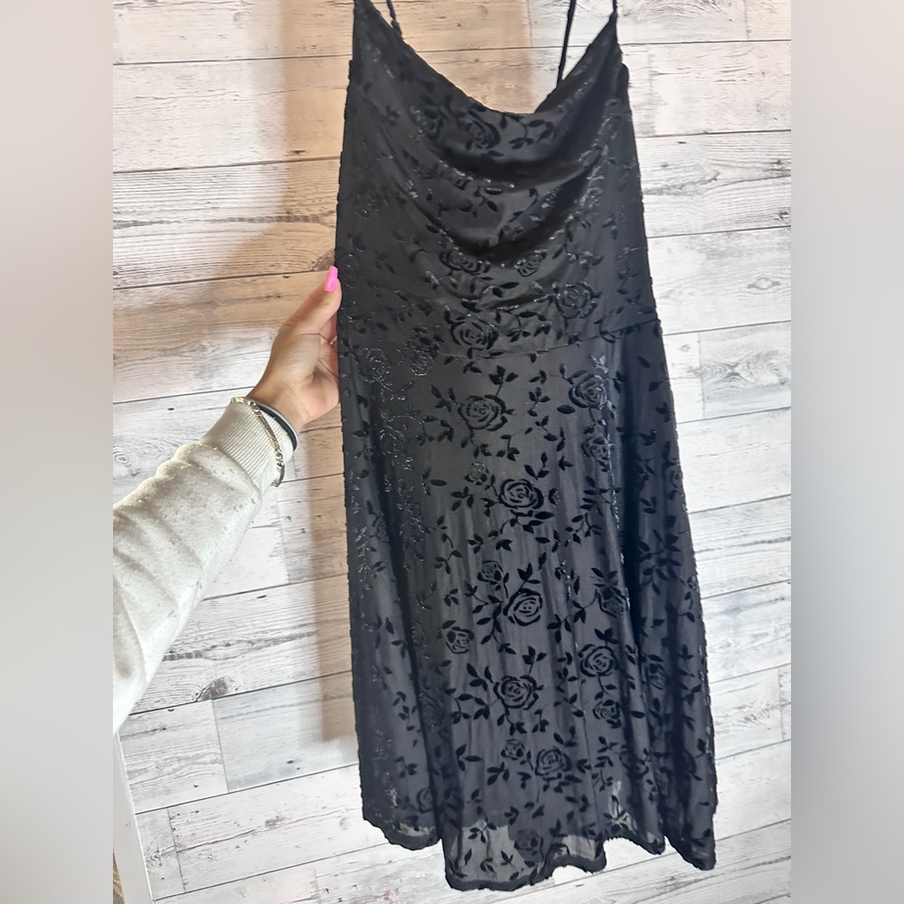 Rewind Black Dress with Floral Lace